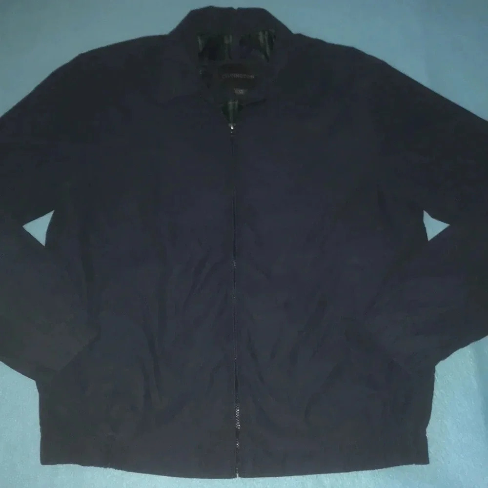 COVINGTON navy blue zip up long sleeve windbreaker jacket with pockets NEW SZ L